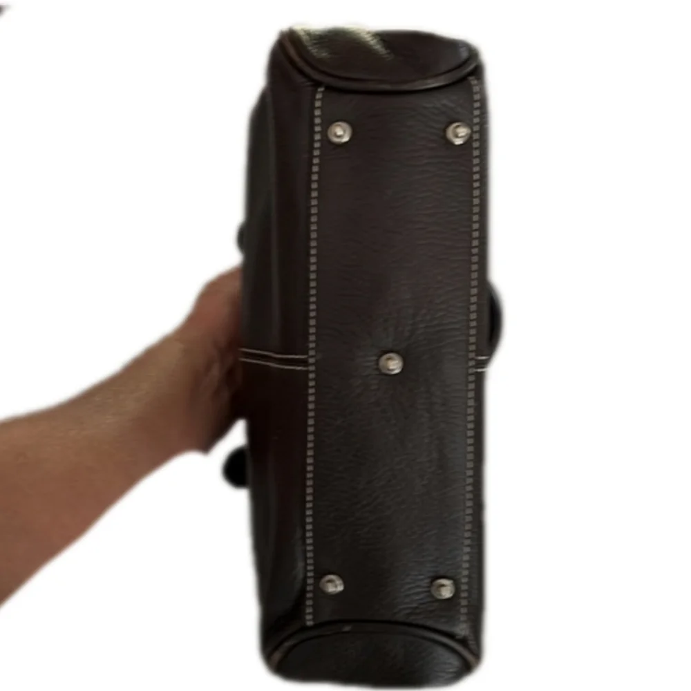 DOONEY & BOURKE All Weather Pebbled Leather Satchel in Dark Chocolate Brown - Picture 7 of 12